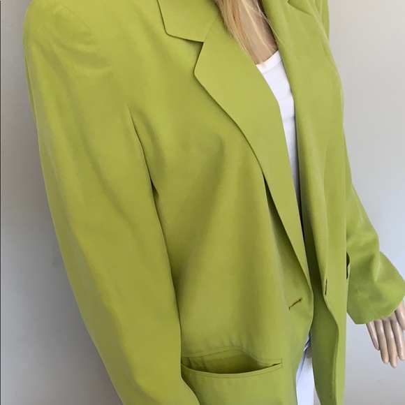 LIME GREEN SAKS FIFTH AVE SILK BLAZER! PERFECTION! - Picture 4 of 8